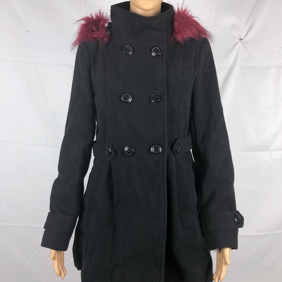 Bcx Juniors' Faux-Fur Hooded Peacoat MSRP $69 - Picture 2 of 5
